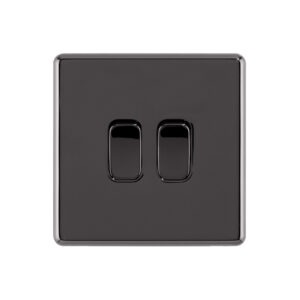 Black Nickel Arlec Fusion double light switch front
