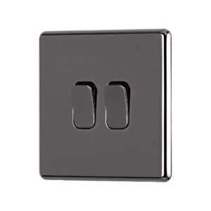 Black Nickel Arlec Fusion double light switch angle