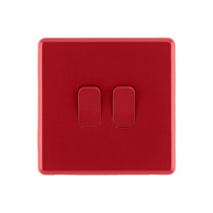 Arlec Fusion Cherry Red double light switch front