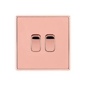 Rose Gold Arlec Fusion double light switch front