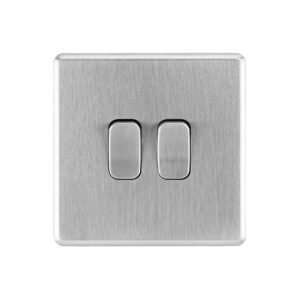 Stainless steel Arlec Fusion double switch front