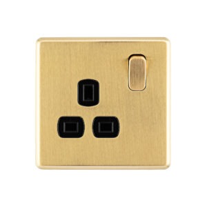 Gold Arlec Fusion single plug socket front