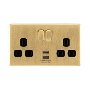 Gold Arlec Fusion double socket front